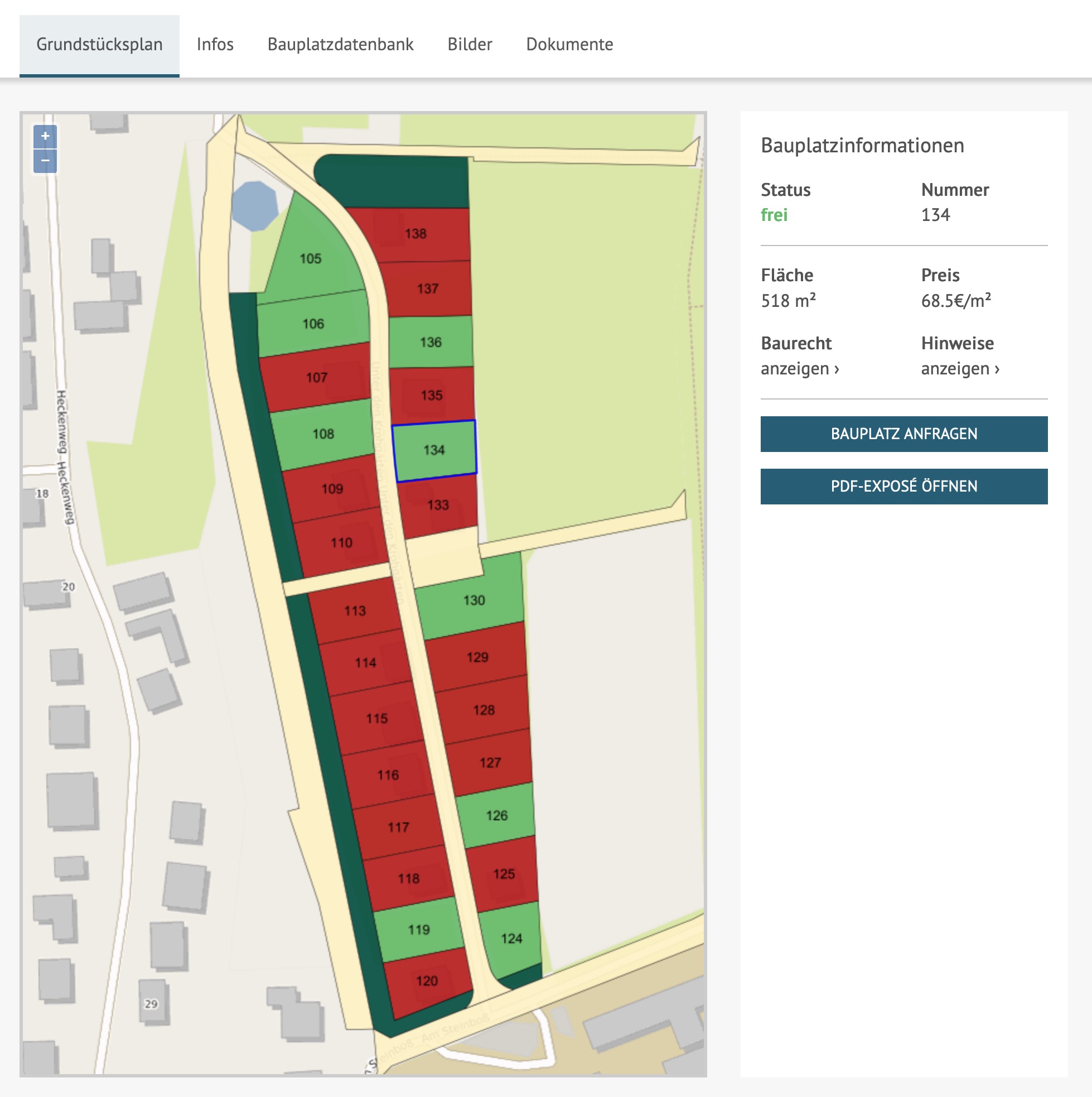 Interaktiver Grundstücksplan