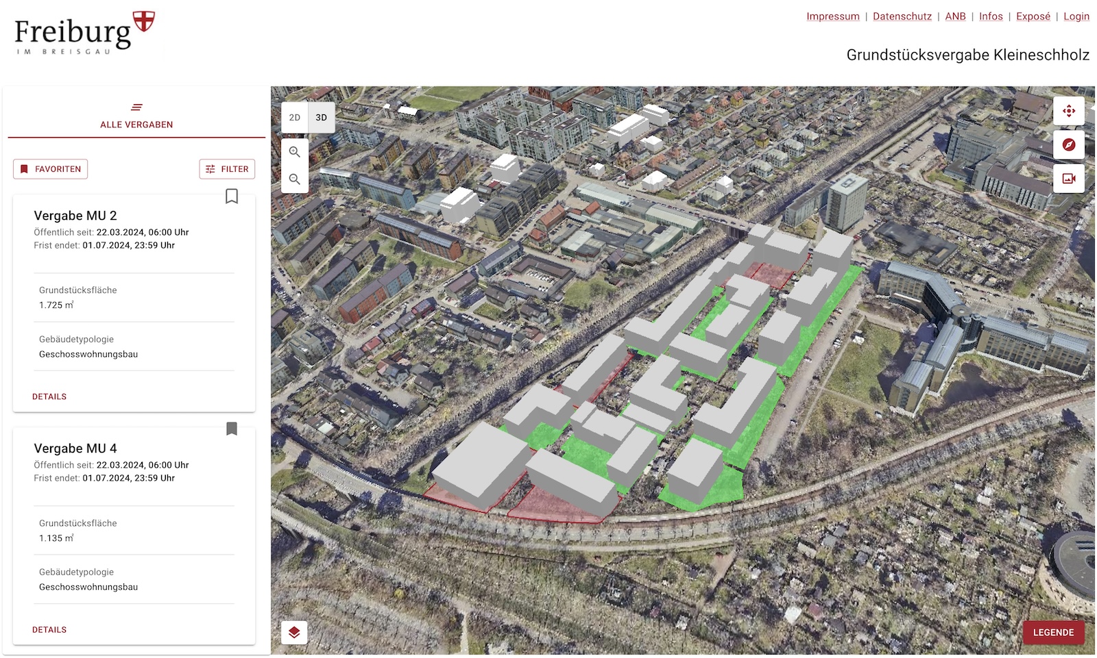 Vermarktungsplattform der Stadt Freiburg für kommunale Grundstücke in Konzeptvergabe